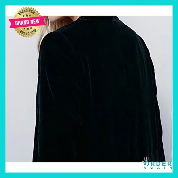 Velvet Blazer Coat Asymmetric Ruffled Long Sleeve Elegant Chic Cardigan Jacket - Picture 5 of 8